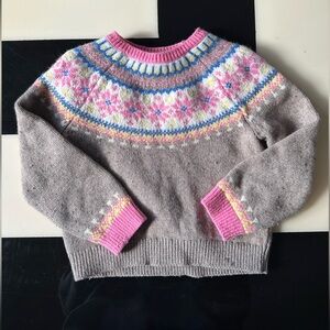 Mini Boden Pink and Gray girls Sweater